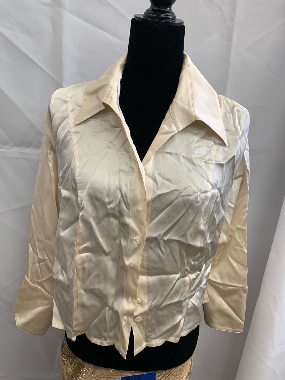 Escada Cream Satin Button-Down Shirt